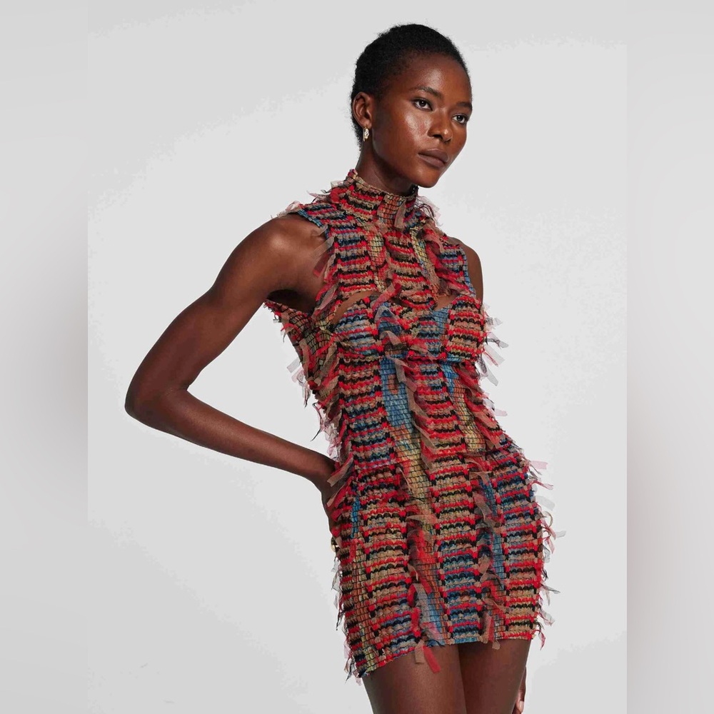 Top + skirt Patchwork Fringe Cutout Set festival
